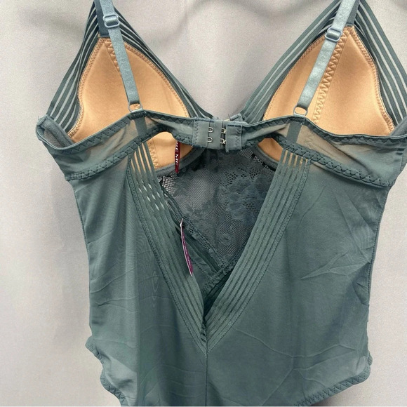 Adore Me Bodysuit One Piece Underwire Lingerie Gray Lace Size Medium NWT - Picture 7 of 10